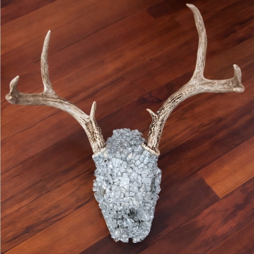 Authentic Deer Skull & Antlers Crystal Wall Art – One of a Kind